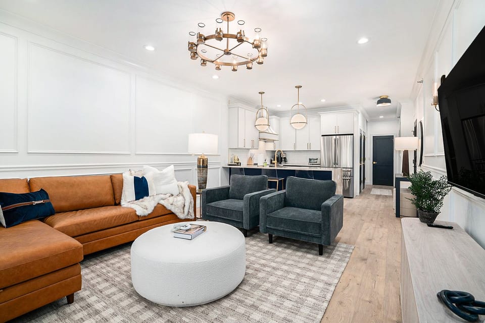 Living Room with queen sized sofa bed
