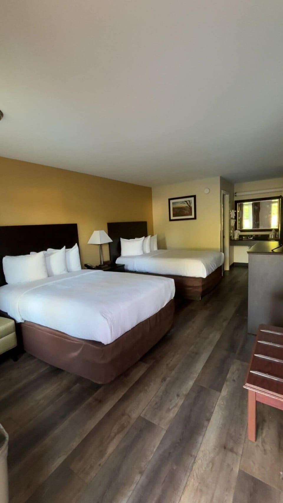 Desk, laptop workspace, blackout drapes, free WiFi