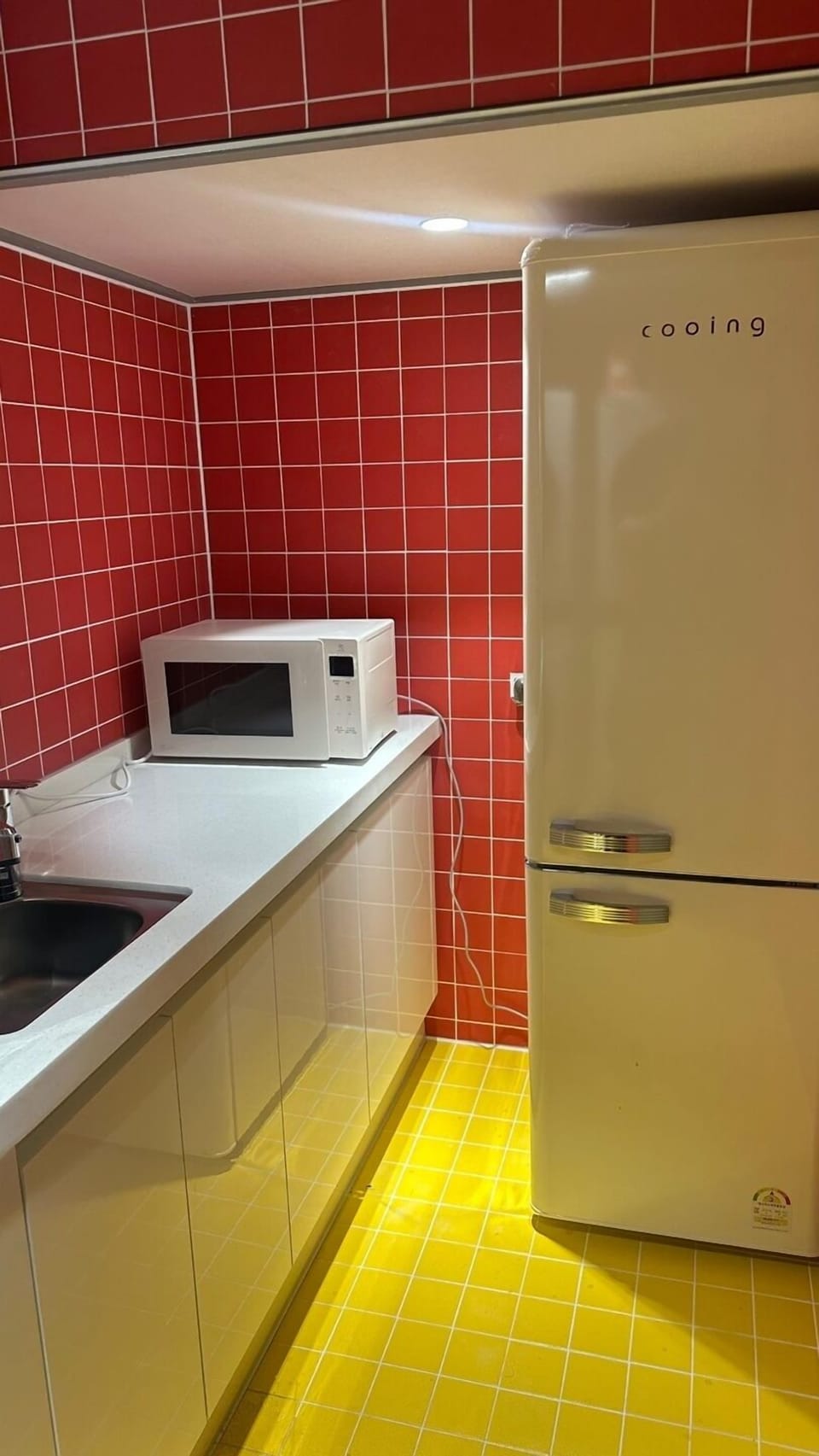 Mini-fridge, microwave
