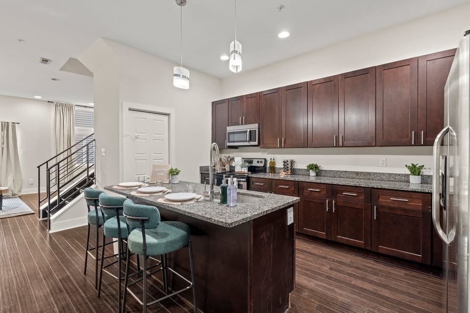 Spacious open kitchen and dining area ideal for group meals and extended stays.
