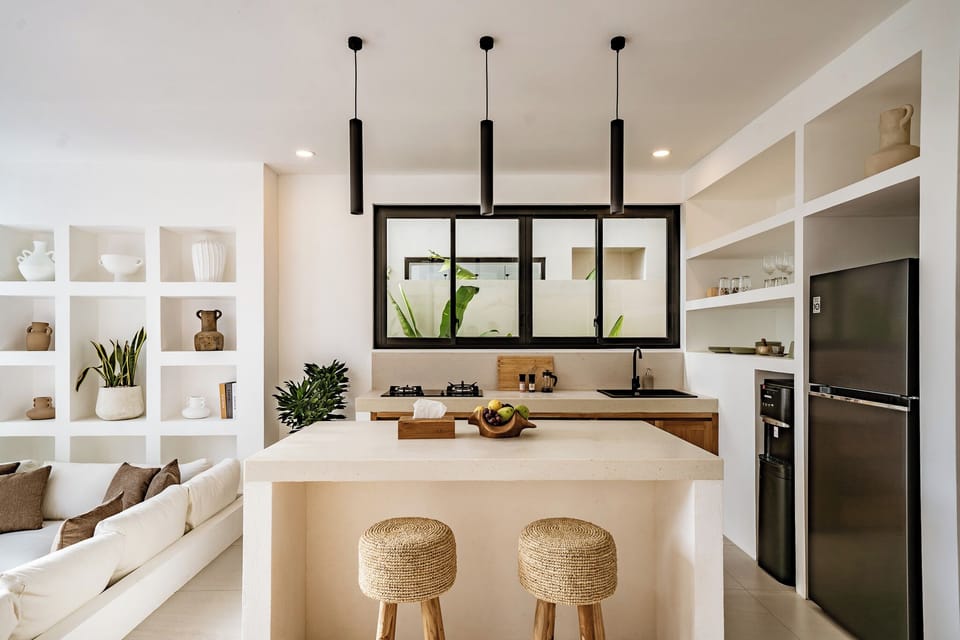 Luxury Villa, Pool View | Private kitchen | Fridge, stovetop, electric kettle, cookware/dishes/utensils