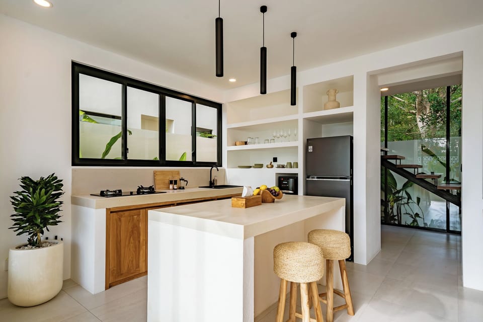 Luxury Villa, Pool View | Private kitchen | Fridge, stovetop, electric kettle, cookware/dishes/utensils