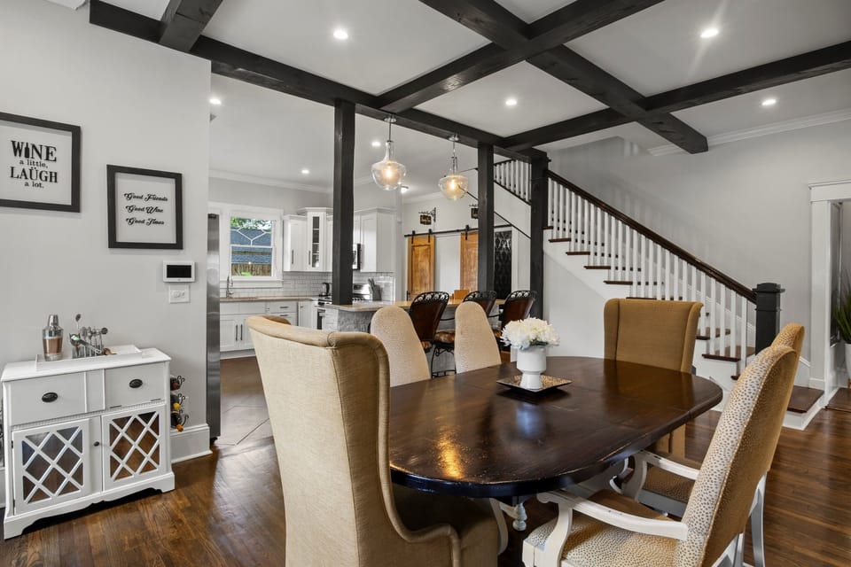 Open concept keeps the cook connected—cocktail station nearby