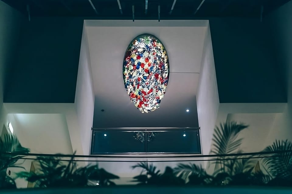 Look up at a sparkling chandelier for a memorable arrival moment.