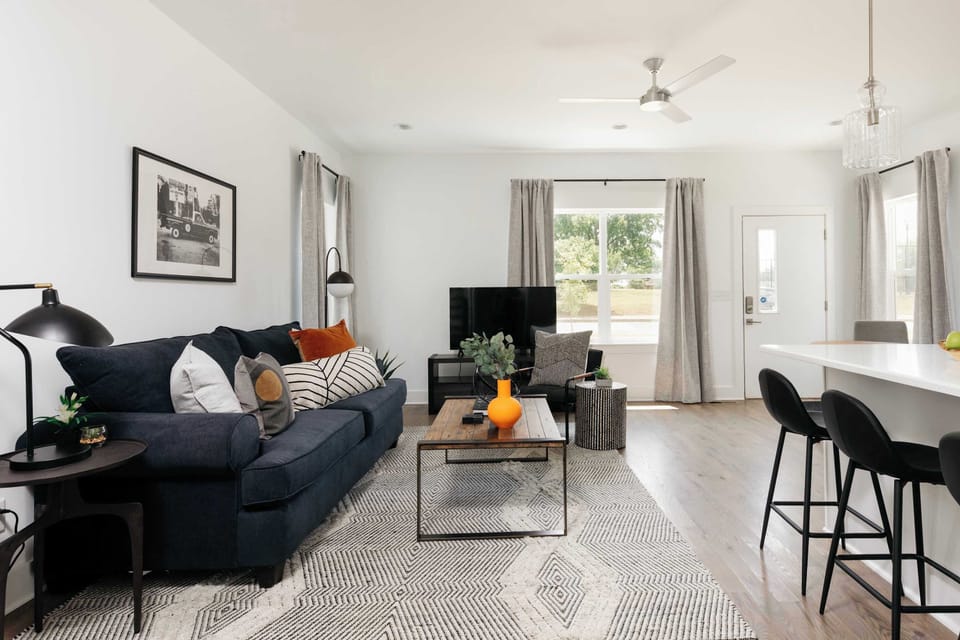 Open-concept living room & kitchen
