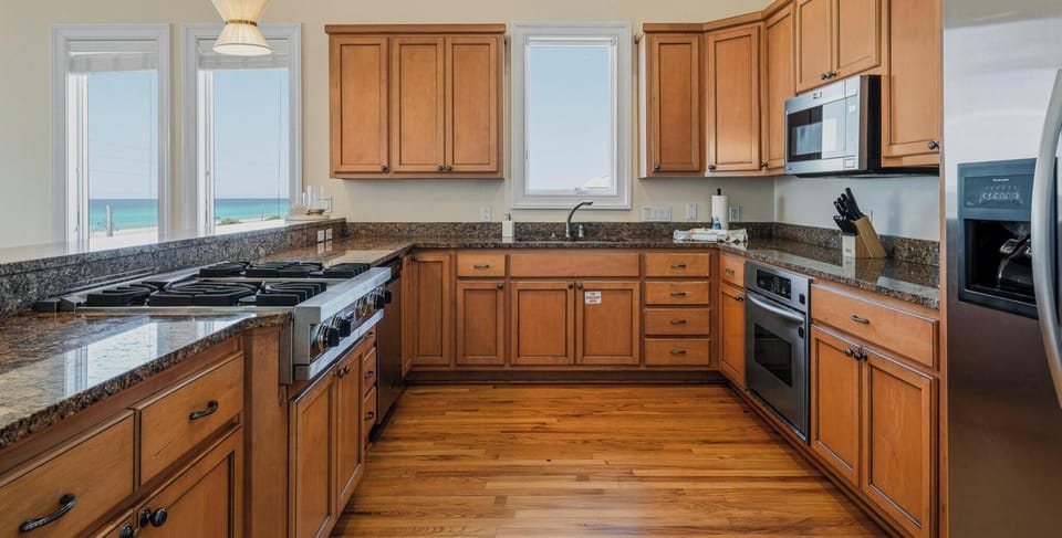 Bright kitchen with coastal glow