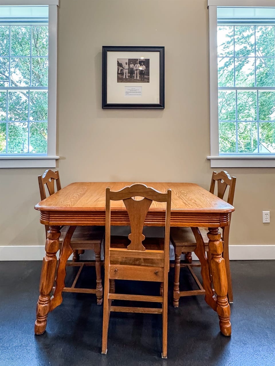 Light and airy dining area with seating at Pikes Peak Schoolhouse.