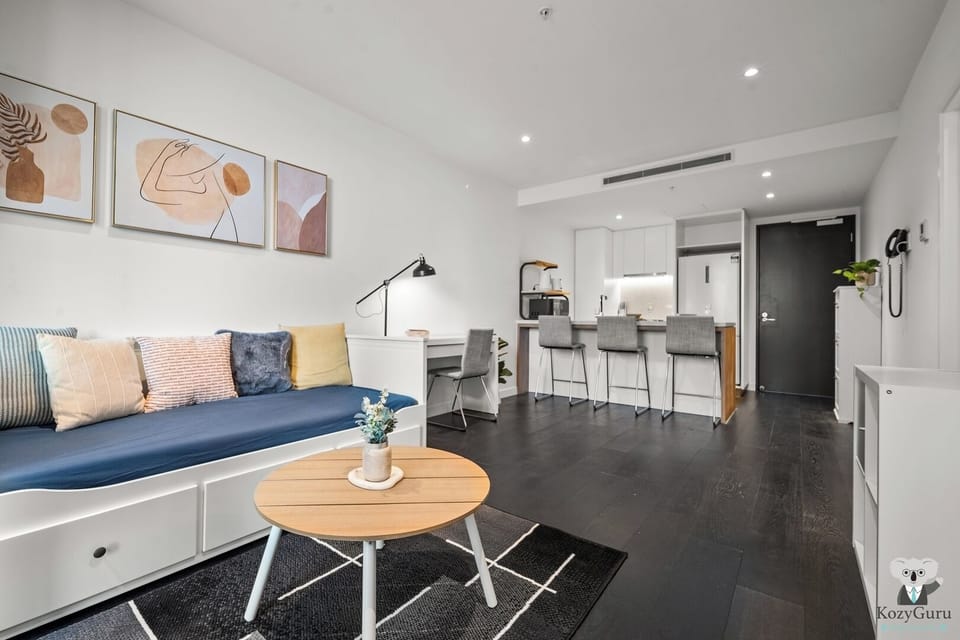 Comfortable living space with sofa bed – available upon request
