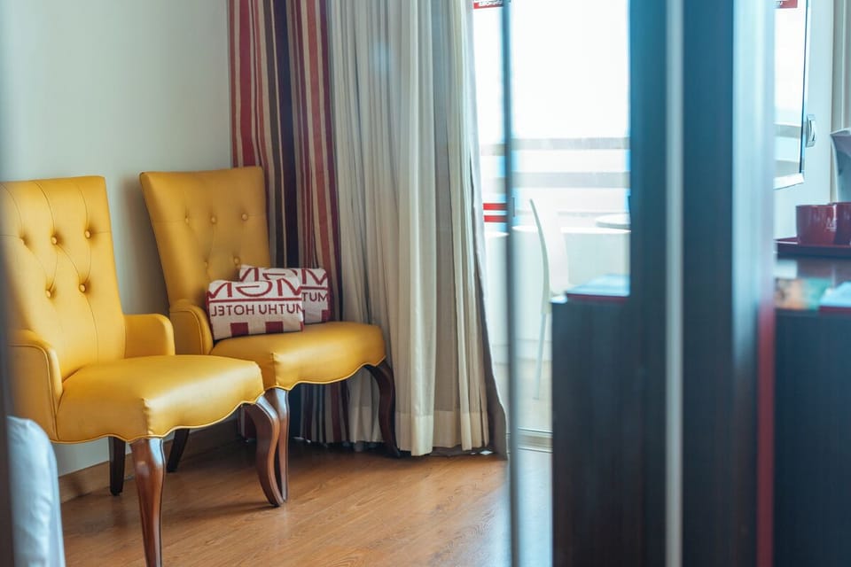 Sink into stylish chairs and enjoy a quiet reading moment.