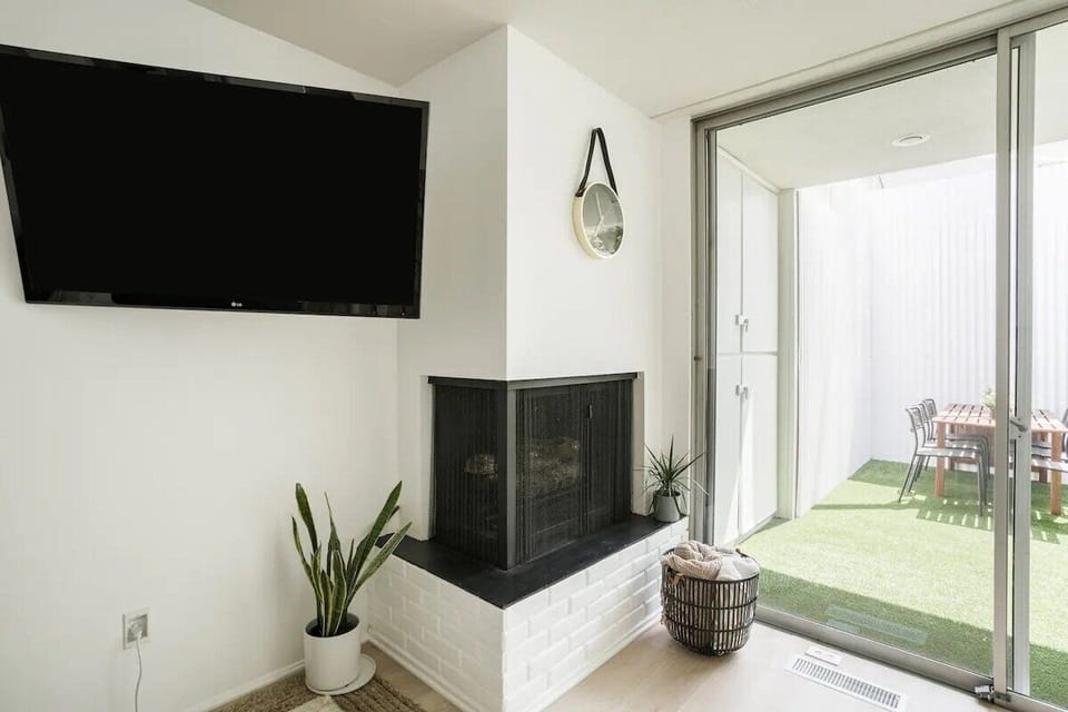 Kick back and relax with your favorite TV Shows - on the ROKU TV. You can tune into all your streaming services.

Note: Fireplace is ornamental only and not for use.