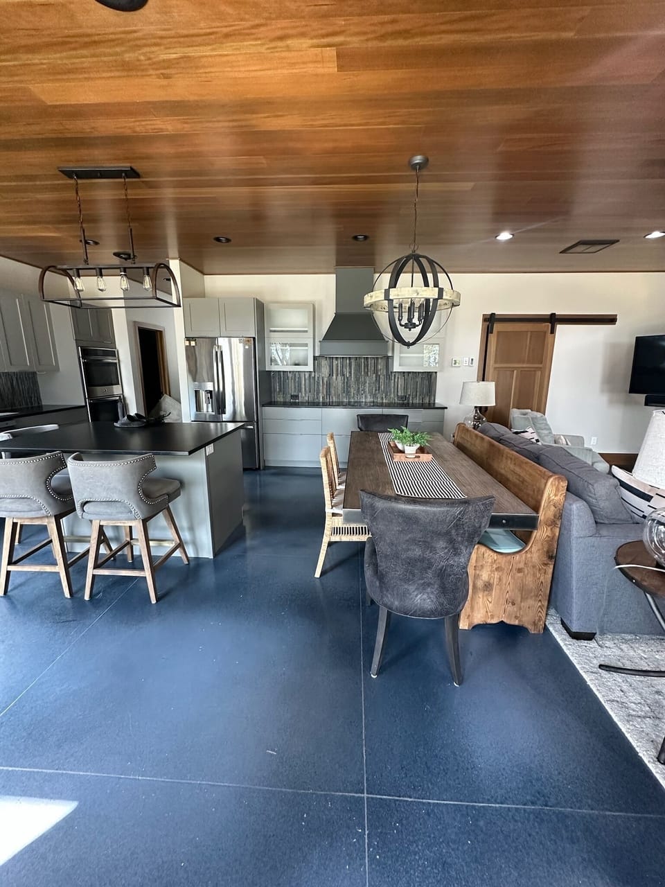 Main level living room and kitchen/dining area