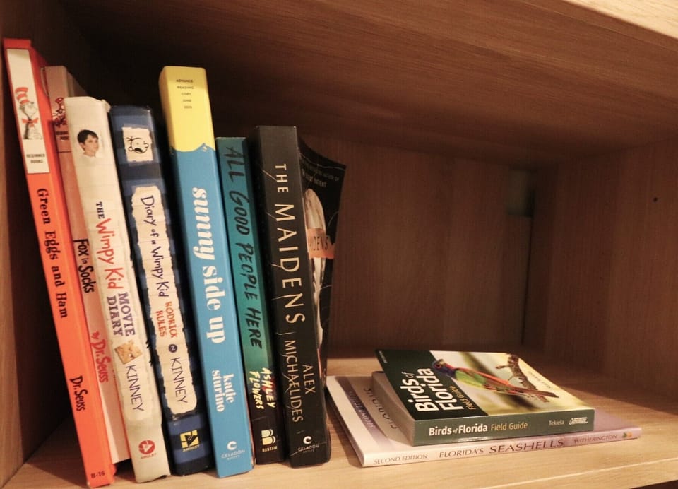 Some of the books at The Hannah Cabana