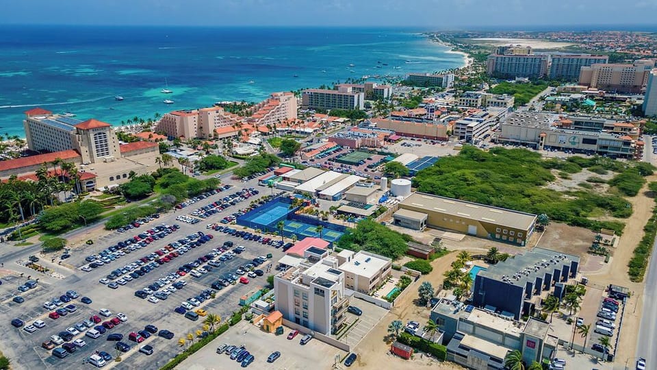 Aerial view of the property and its location