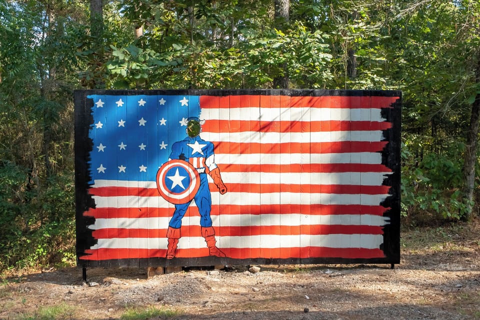 Snap a fun photo with Captain America mural for the perfect cabin memory 🇺🇸