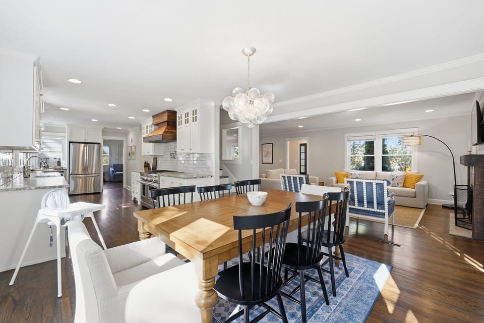 Open dining and kitchen area perfect for families to gather.