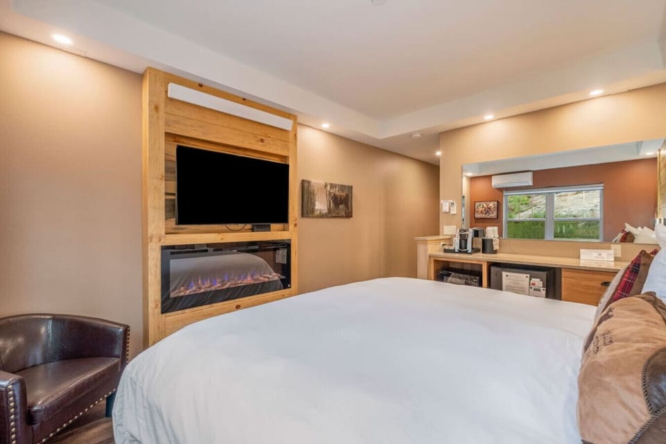 Big smart TV and electric fireplace