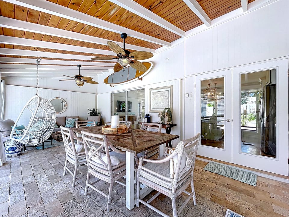 outdoor space by the pool