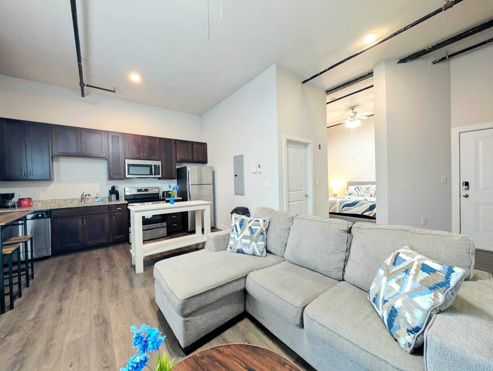The cozy living room is designed for relaxation and entertainment.