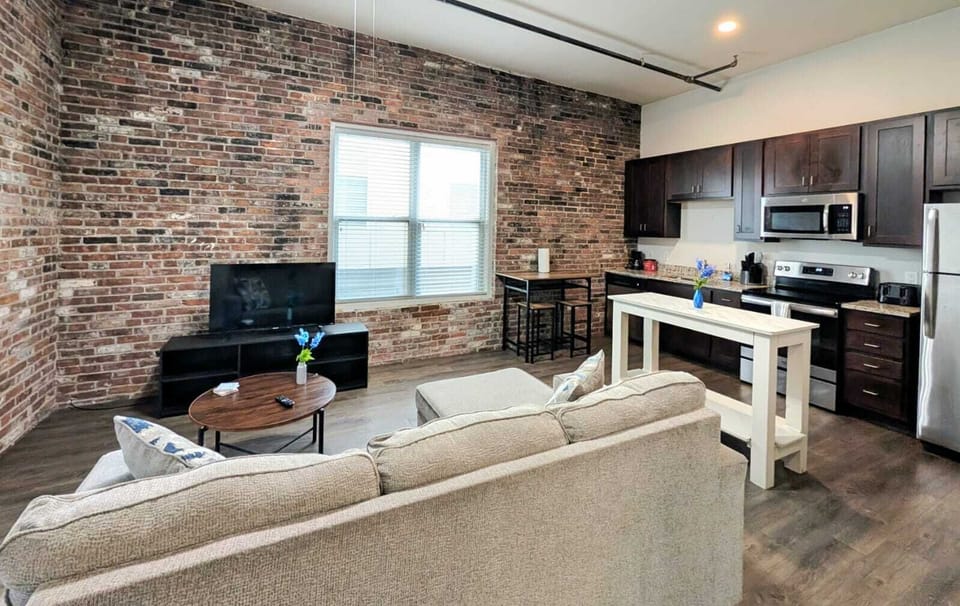 The cozy living room is designed for relaxation and entertainment.
