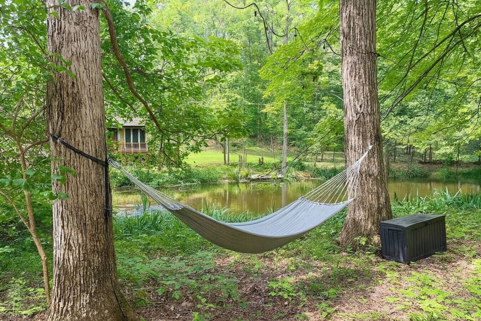 Relax lakeside in our double wide hammock