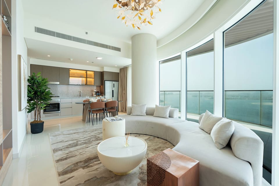 Deluxe Apartment, 2 Bedrooms, Beachside | Living area | 125-inch Smart TV with satellite channels, Netflix, streaming services