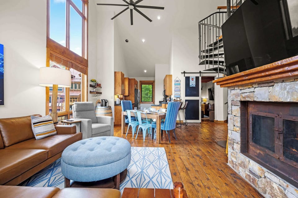 Living Room 1: 86” Smart TV with cable, gas fireplace, radiant heat