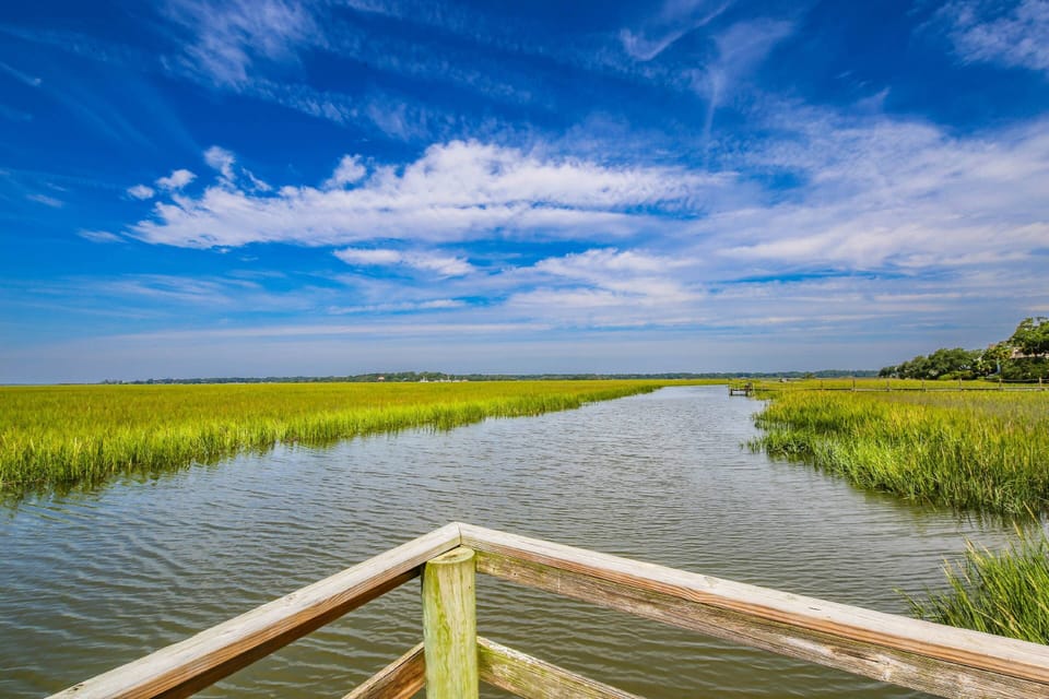 We never tire of this soul-soothing marsh view from the community dock.
