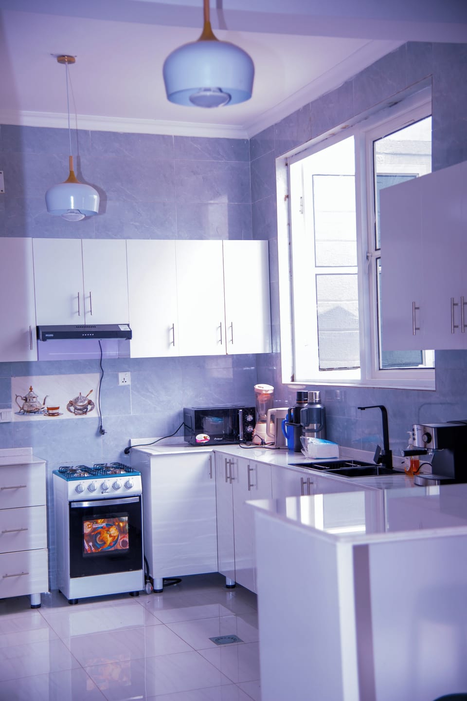 Full-size fridge, microwave, oven, stovetop