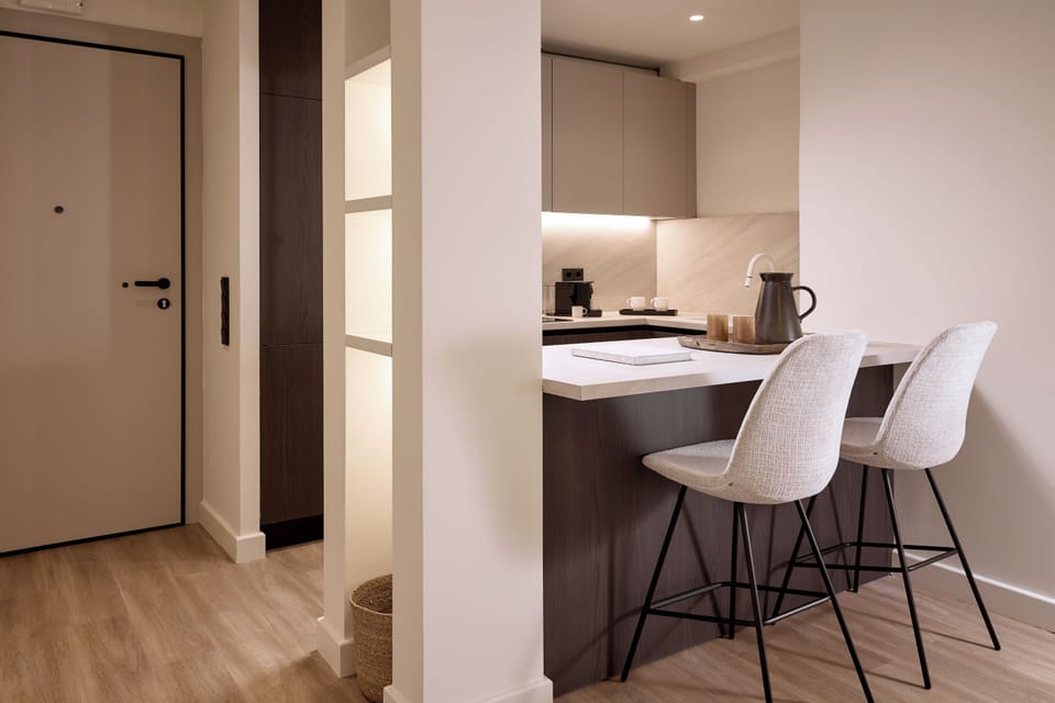 Olea Residence, Syntagma by Aura Homes | Private kitchen | Full-size fridge, oven, stovetop, dishwasher