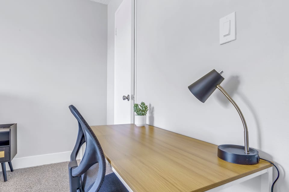 Dedicated desk and chair for remote work.