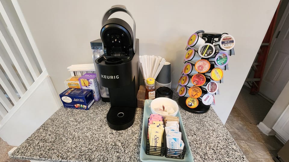 Fully stocked coffee bar