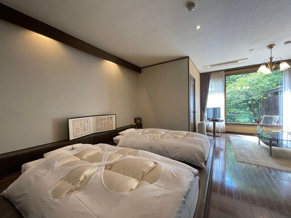 Room with Private Open-air Bath | Down comforters, in-room safe, iron/ironing board, WiFi (free)