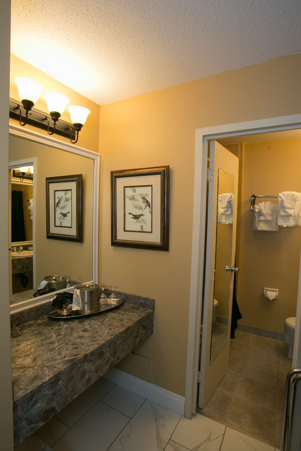 Basic Room, 2 Queen Beds, Refrigerator & Microwave (with Mini-Fridge) | Bathroom | Combined shower/tub, free toiletries, hair dryer, towels