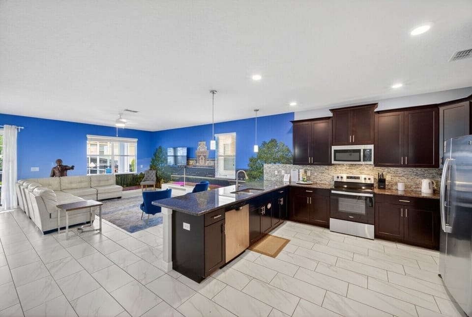 Open kitchen and living
