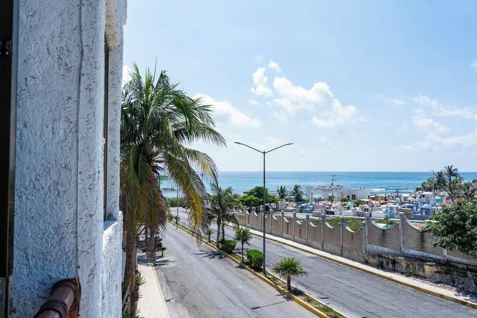 Caribbean coastline views from the rooftop