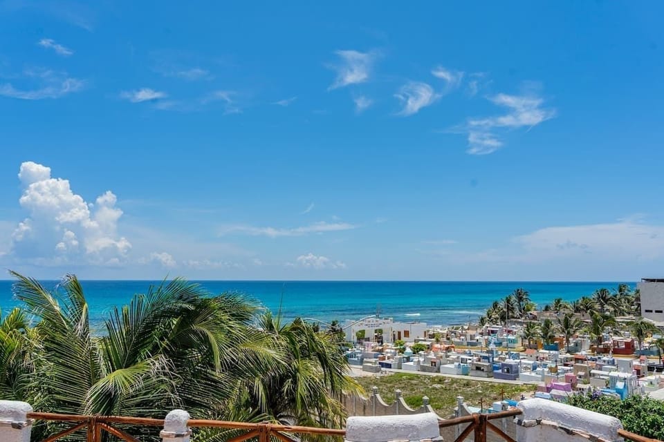 Caribbean sea views from the shared rooftop