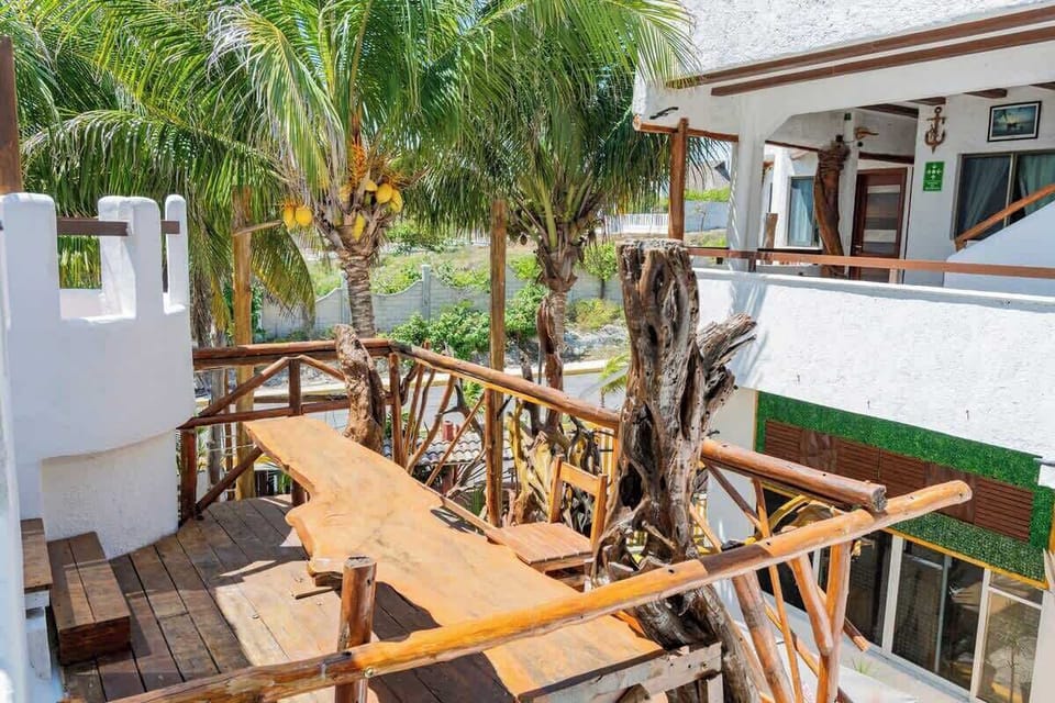 Shared rooftop seating area