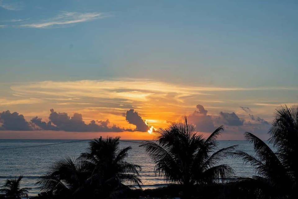Nearby: Caribbean sunset over the water