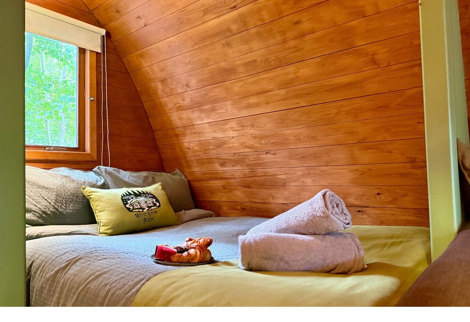 Double bed and towels
