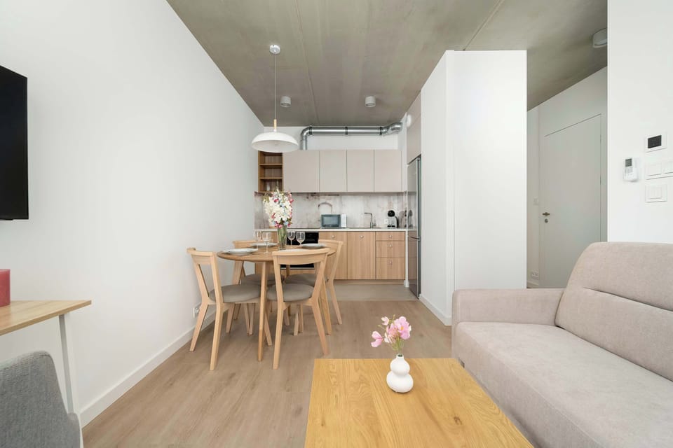 Kitchenette with dining table.