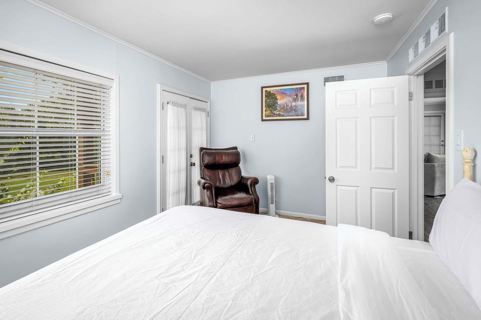 Comfortable queen bed for restful nights.