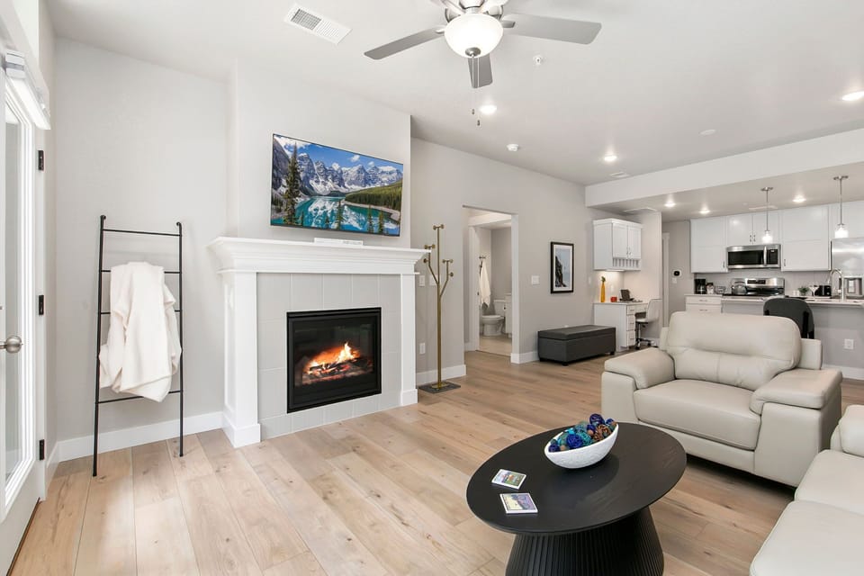 Living Room | Smart TV and Indoor Fireplace