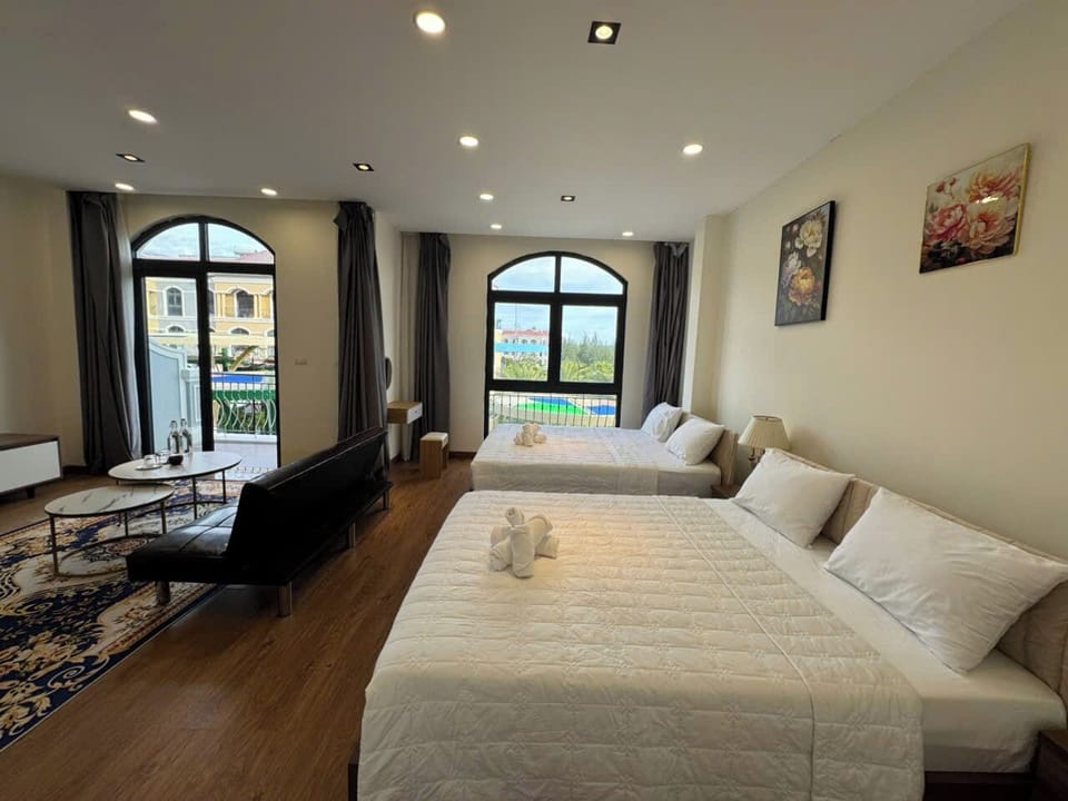 Superior Quadruple Room, Balcony, Garden View | Desk, free WiFi, bed sheets