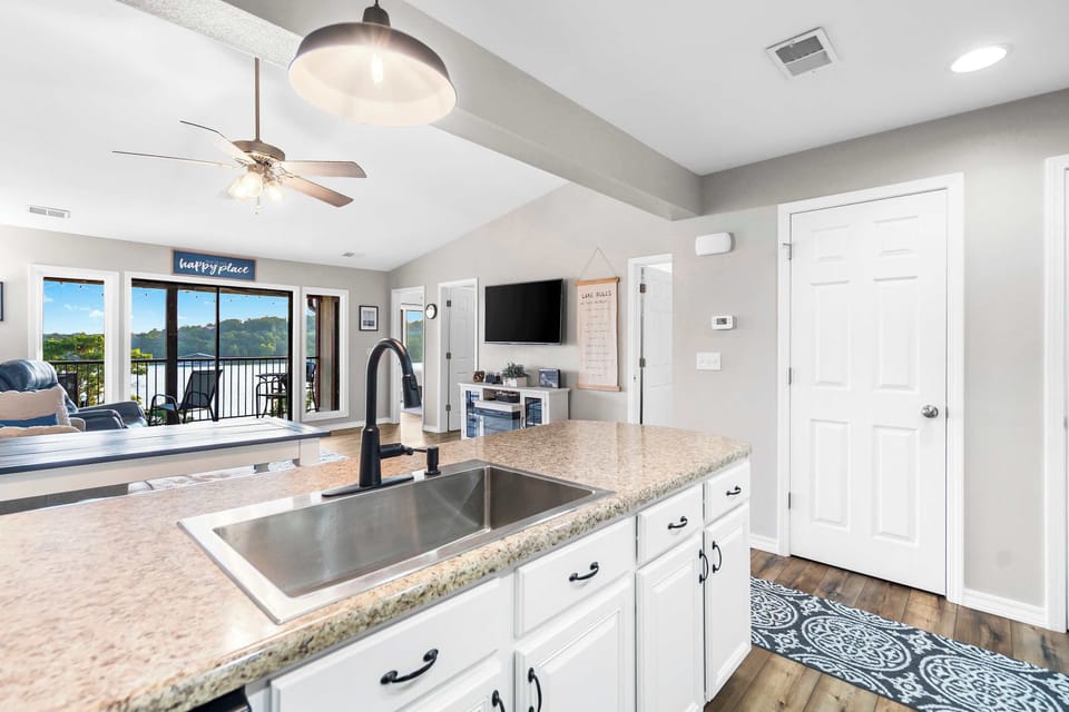 The open kitchen offers ample space & every home comfort​