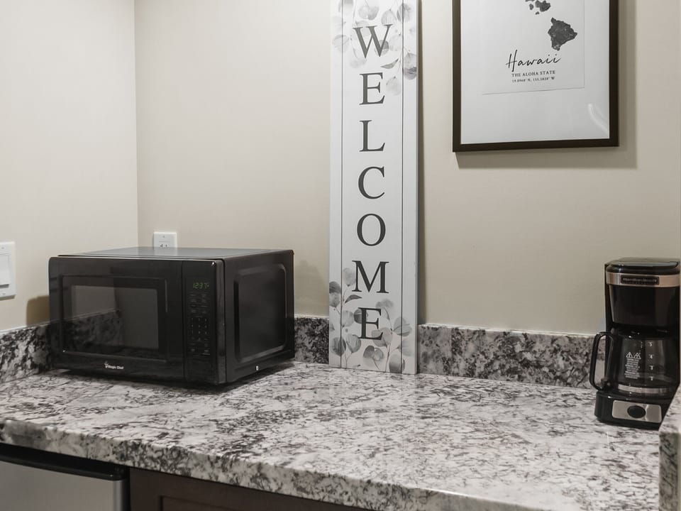 Coffee Bar - Microwave, Coffee Maker, Mini Fridge