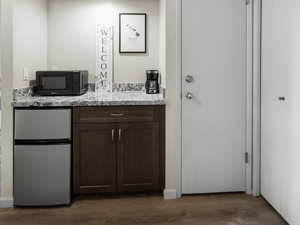 Coffee Bar - Microwave, Coffee Maker, Mini Fridge