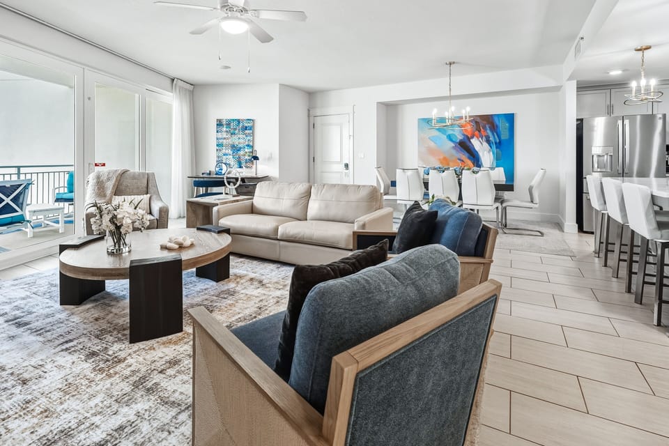 Your stylish open-concept retreat with ocean views and modern comfort.