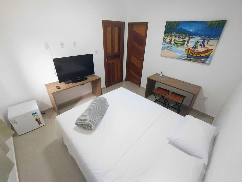 Premium bedding, pillowtop beds, desk, laptop workspace