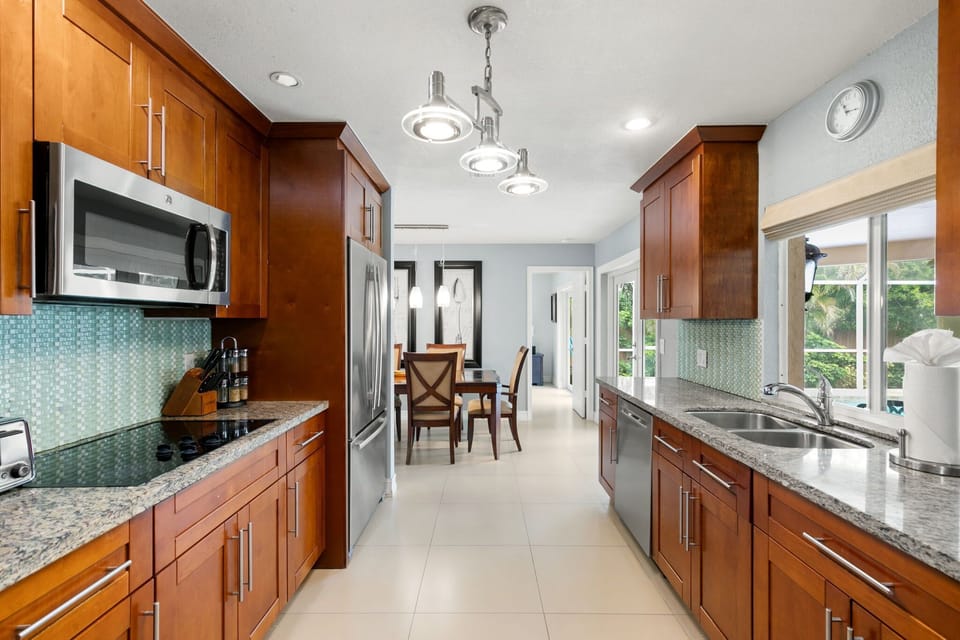 Well stocked updated kitchen with newer appliances. 