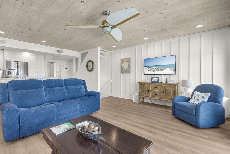 Relax with a movie on the large flat-screen TV